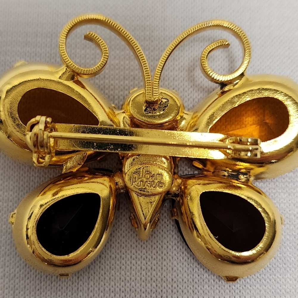Joan Rivers Vintage Rhinestone Brooch Pin Butterfly - Picture 11 of 11